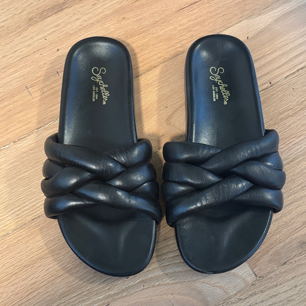 Seychelles Black Braided Slide Sandals